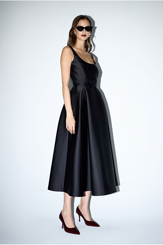 Mert Aslan Kolsuz Midi Boy Elbise - 4