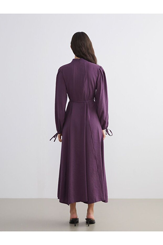 LCW Modest Dik Yaka Modal Karışımlı Belden Oturtmalı Elbise - 4