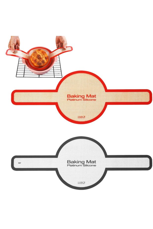 Dutch Oven Baking Mat Set - Non-Stick 8.3 x 21.5 Inch Bread Sling with Long Handles - Reusable Fibe