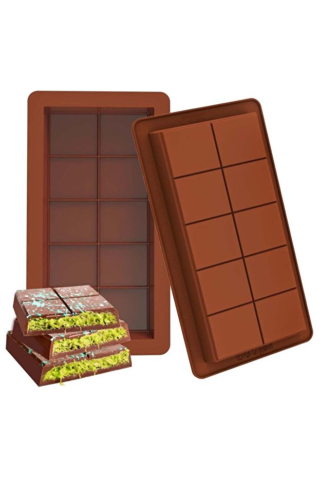 2 Pack Big Chocolate Candy Bar Mold for Filling Knafeh Pistachio Chocolate Bar Deep Chocolate Bar M