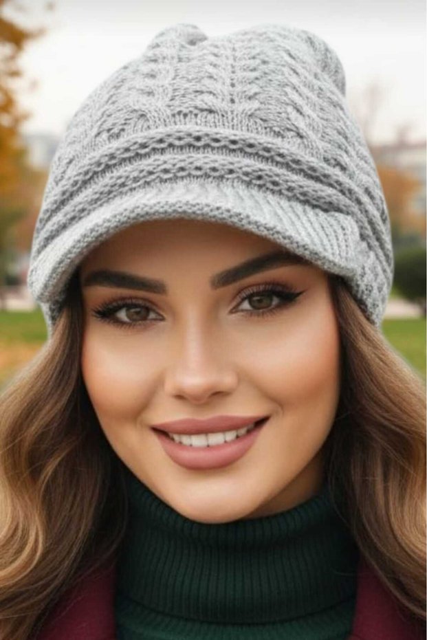 Women's Double Layered Knitted Beanie Knitwear Beanie