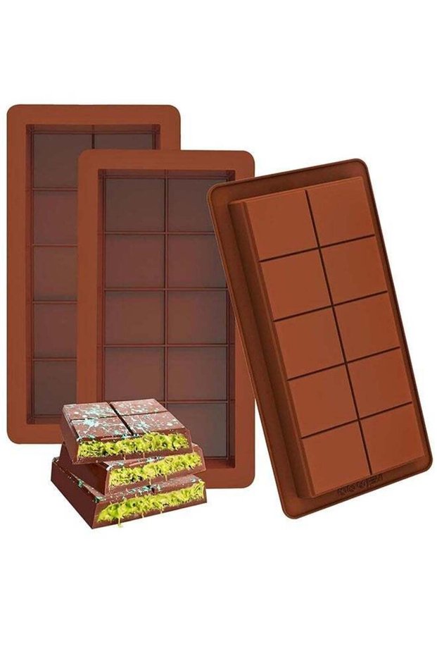 Deep Chocolate Bar Molds 2 Pack, 1 Inch Deep Large and Thick Silicone Chocolate Bar Molds for Stuff