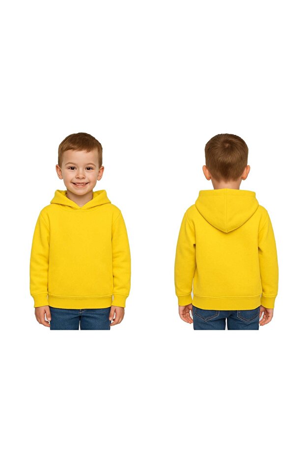 Unisex Plain Unprinted Children's Sweatshirt Hooded 3 Thread Ş Fleece-Lined Fabric