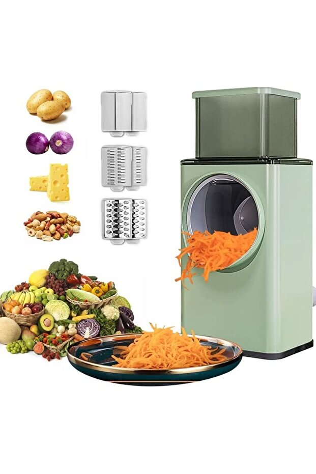 Multifunctional Vegetable Cutter Chopper Rotary Cheese Grater 3-in-1 Shredder Slicer Grinder Salad