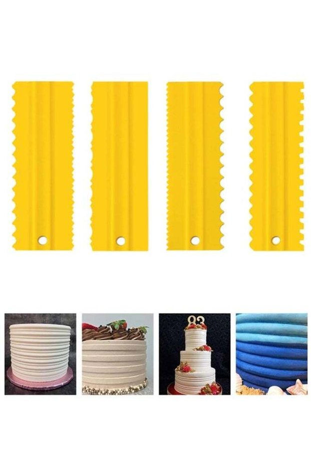 4 Pcs/set Cake Scraper Decorating Plastic Sawtooth Comb Mousse Butter Cream Cake Edge Tools Plastic