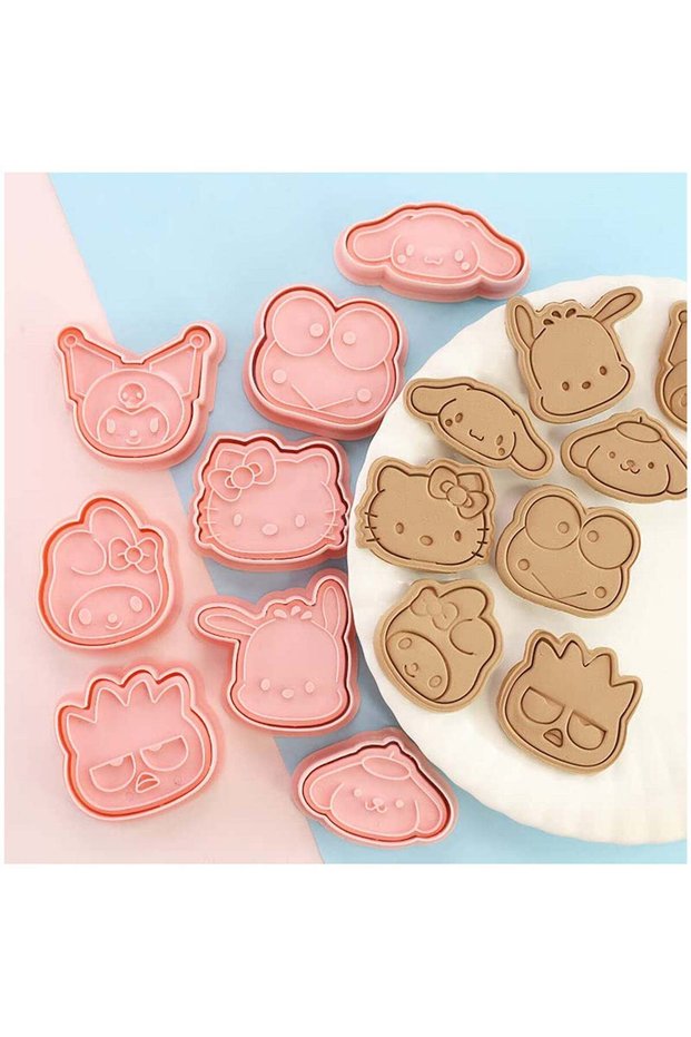 Cute Cookie Cutter Set,8 Cartoon Pieces With Embossed Pattern,3D Fun Cookie Cutter Set,DIY Baking C