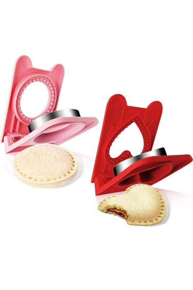 2PCS Sandwich Cutter and Sealer,Sandwich Cutters for Kids Lunch,Round and Heart Cookie Cutter for C