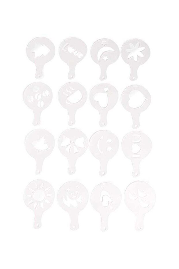 16-Piece Coffee Art Stencil Set Silver