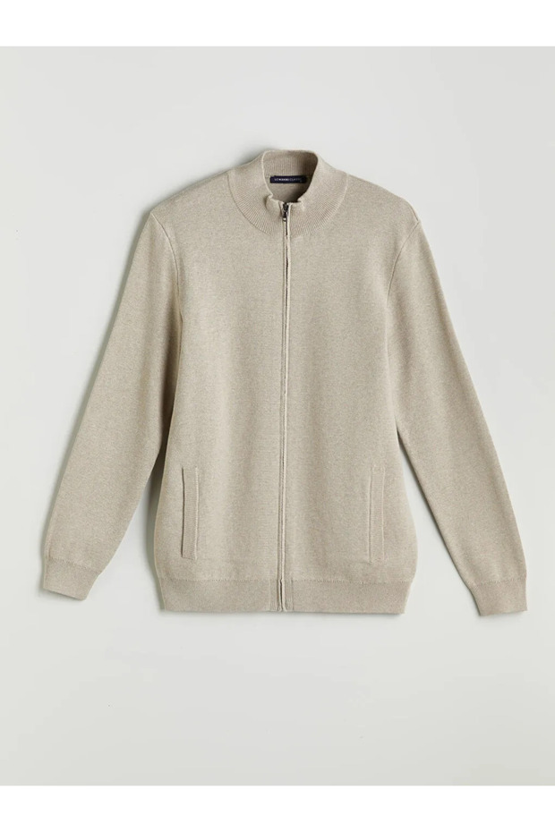 Standart Kalıp Dik Yaka Erkek Triko Hırka - 1