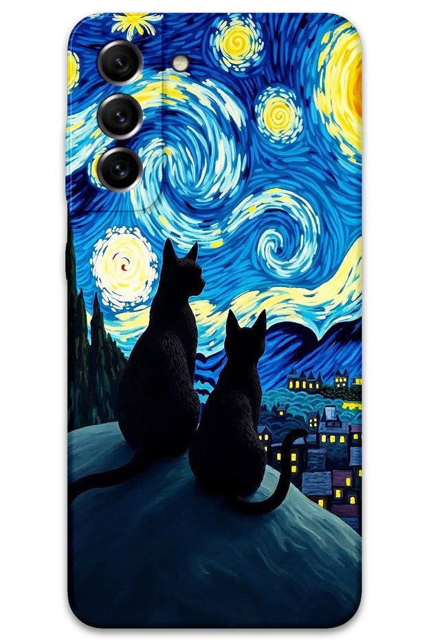 حافظة هاتف متوافقة مع هاتف Galaxy S22 Plus بنمط قطة + واقي شاشة - 5782