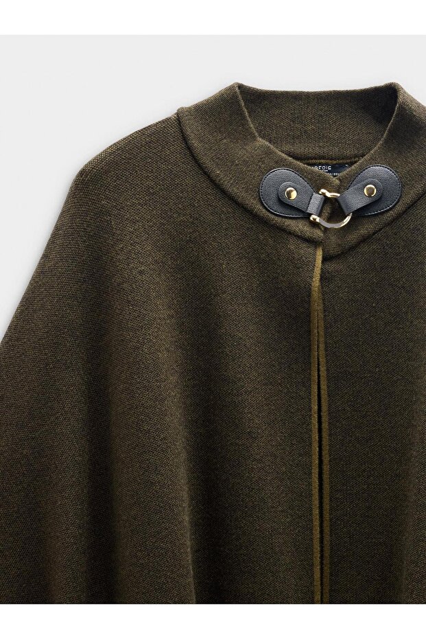 Dikiş Detaylı Örme Panço - 8