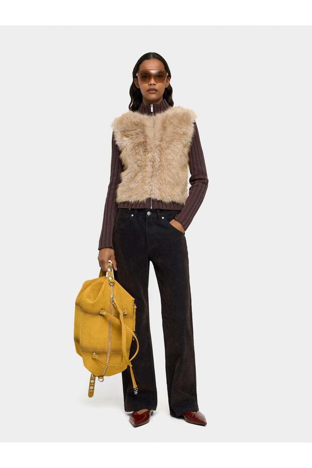 Kürk Efektli Örme Hırka - 1