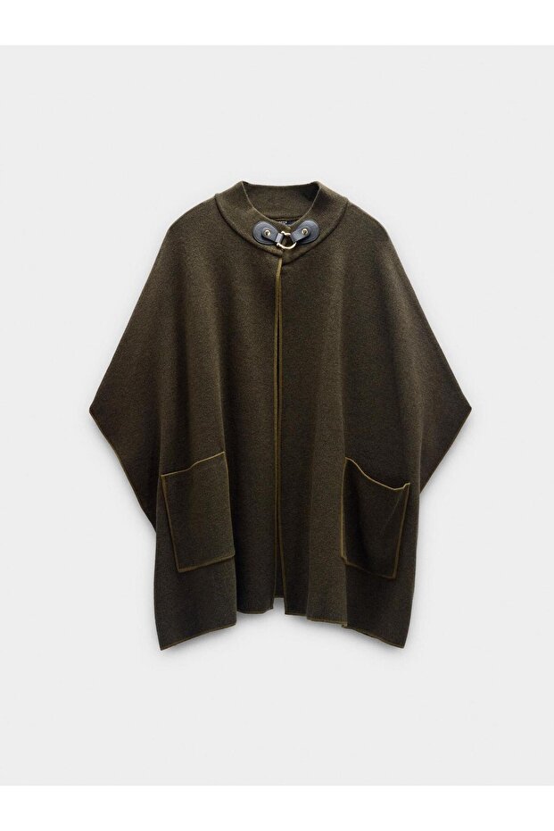 Dikiş Detaylı Örme Panço - 7