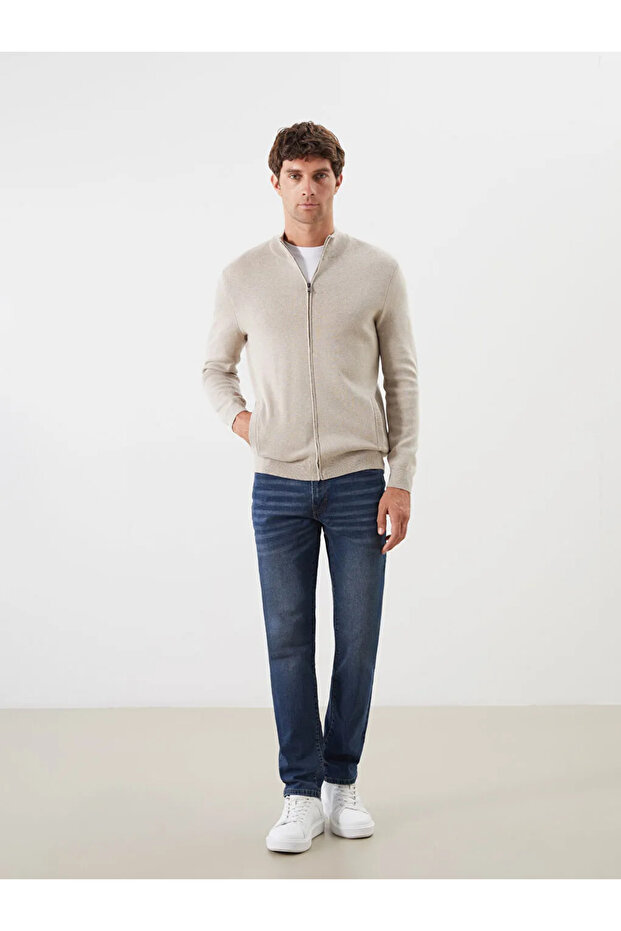 Standart Kalıp Dik Yaka Erkek Triko Hırka - 3