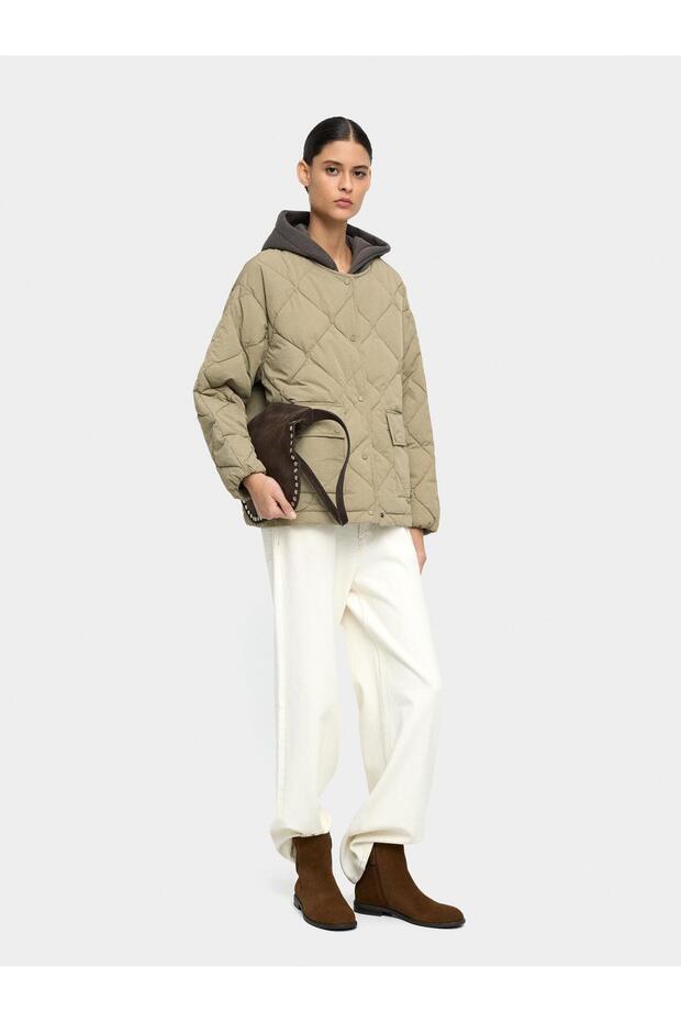 Çıkarılabilir Kapüşonlu Kapitone Ceket - 1