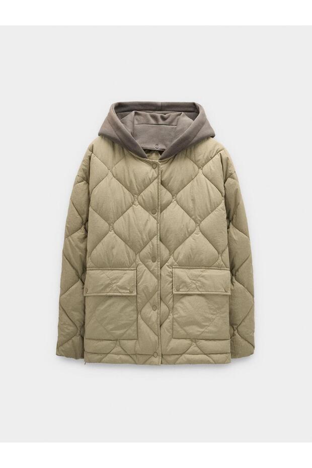 Çıkarılabilir Kapüşonlu Kapitone Ceket - 6