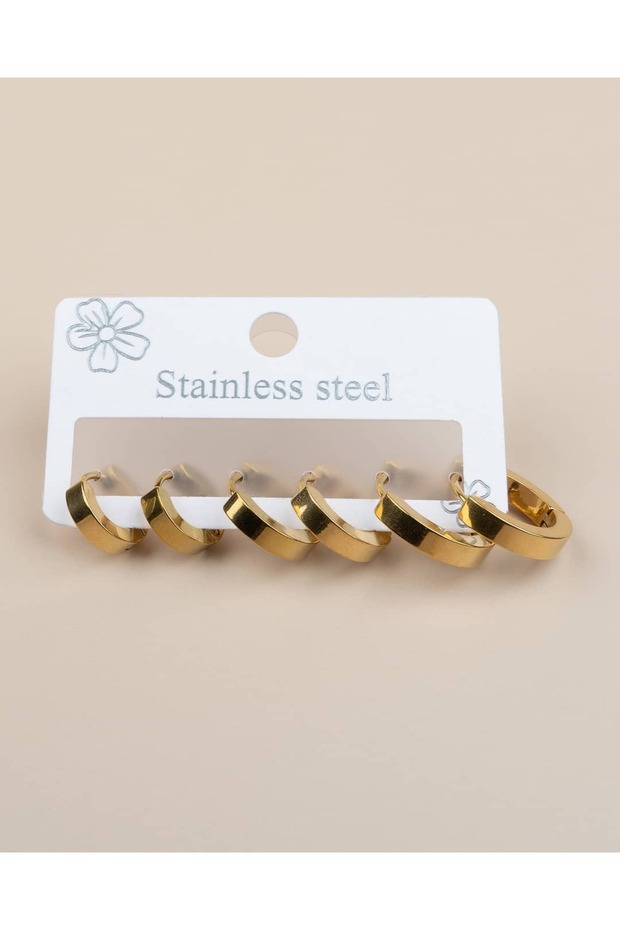 3 Pairs 3 Sizes Thick Hoop Steel Earrings