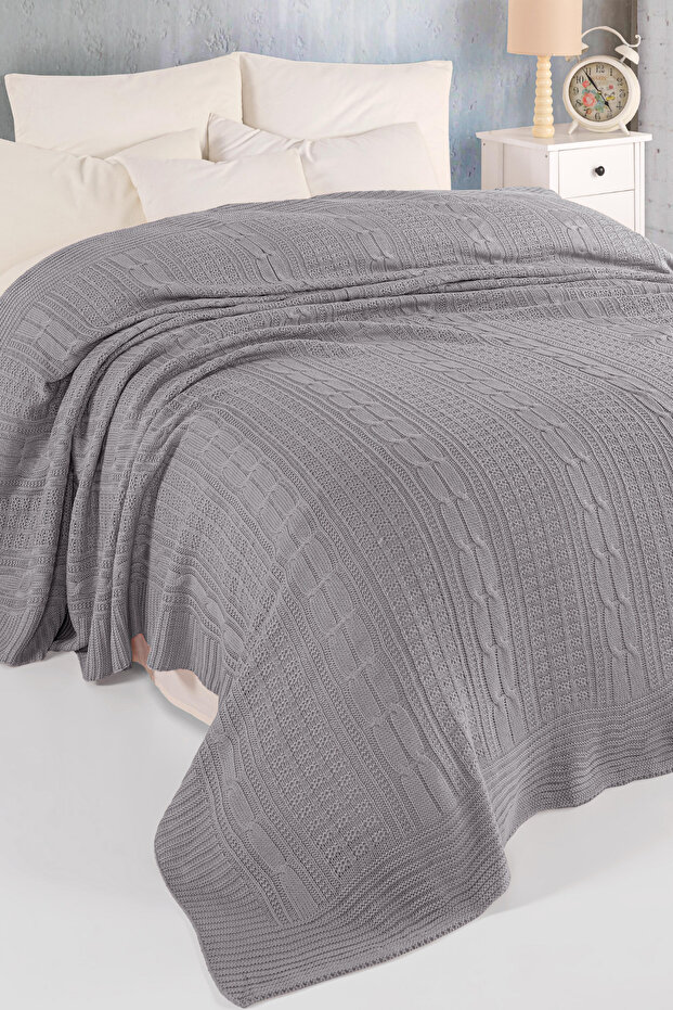 ÇİFT KİŞİLİK TRİKO ÖRGÜ YATAK ÖRTÜSÜ 220X240CM - 3