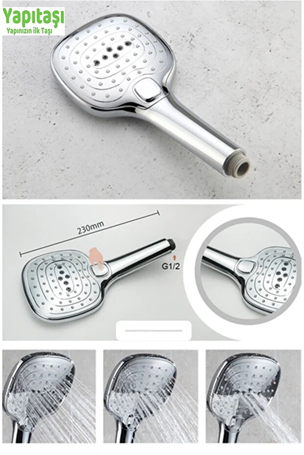 Yt262 Limon Banyo Tepe Robot Duş seti 3Fonksiyonlu Butonlu - 5