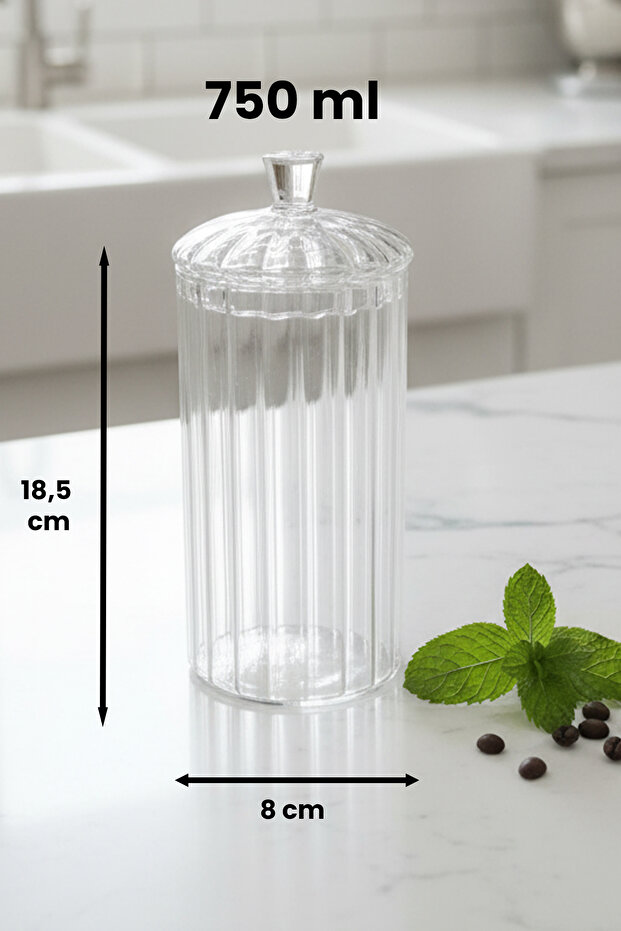 Averna Cam Saklama Kabı 3’lü Set – Çay Kahve Bakliyat Kavanozu Takımı 350 ml-500 ml-750 ml - 5