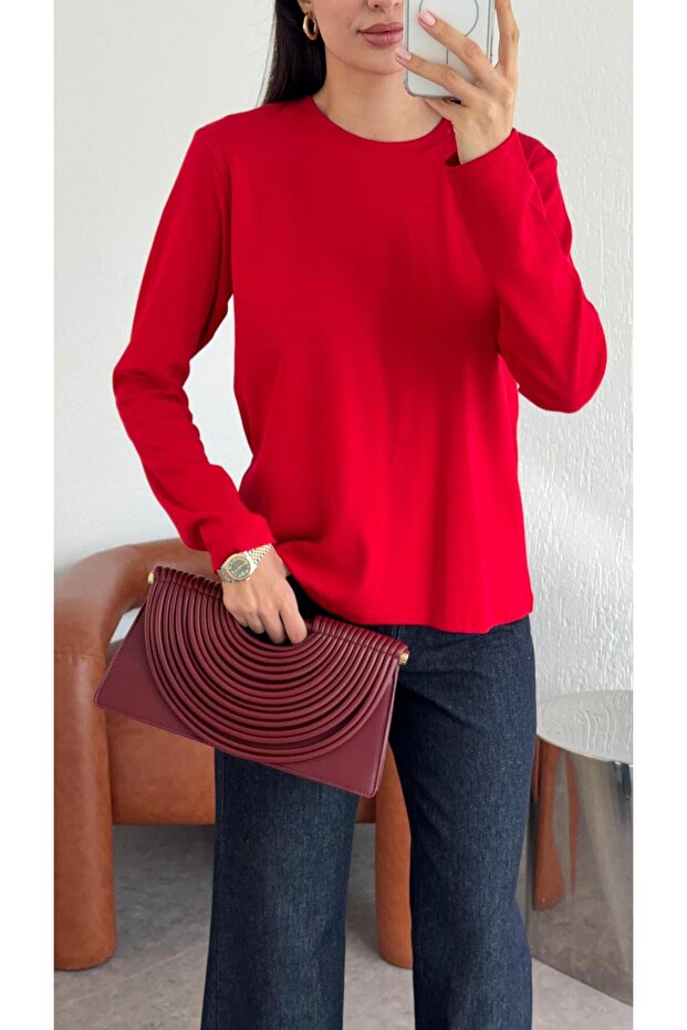 Bluză roșie texturată Tok basic - 3