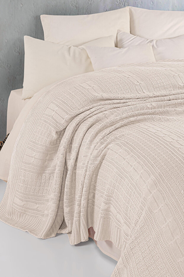 ÇİFT KİŞİLİK TRİKO ÖRGÜ YATAK ÖRTÜSÜ 220X240CM - 1