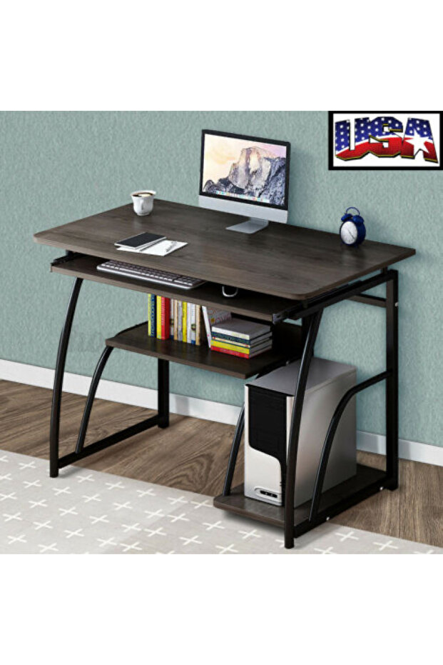 Practical computer table with stylish design and smart storage shelves - 1