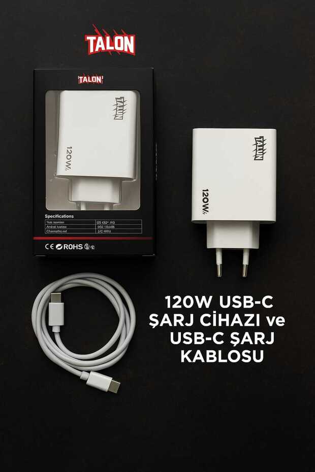 TLN-120W Hızlı Turbo Şarj Smart Chip Güvenli Şarj Adaptör Şarj Kablosu 2in1 Set Usb-Typce Orjinal - 2