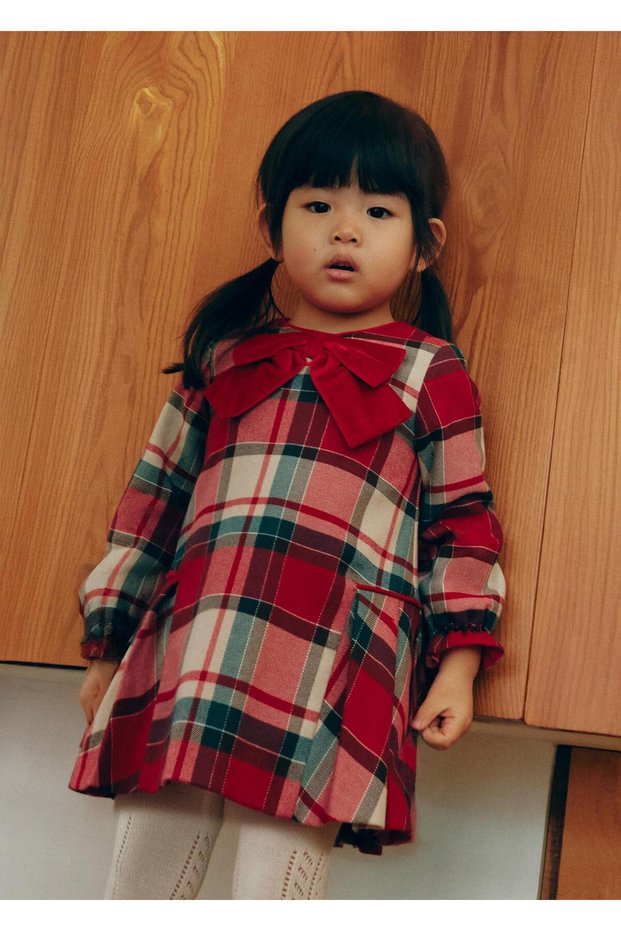 Abel&Lula Baby Girl Plaid Dress Red