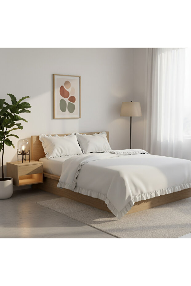 %100 Pamuklu Fırfırlı Tek Kişilik Nevresim Takımı – Yumuşacık Dokusu ve Şık Tasarımıyla - 1