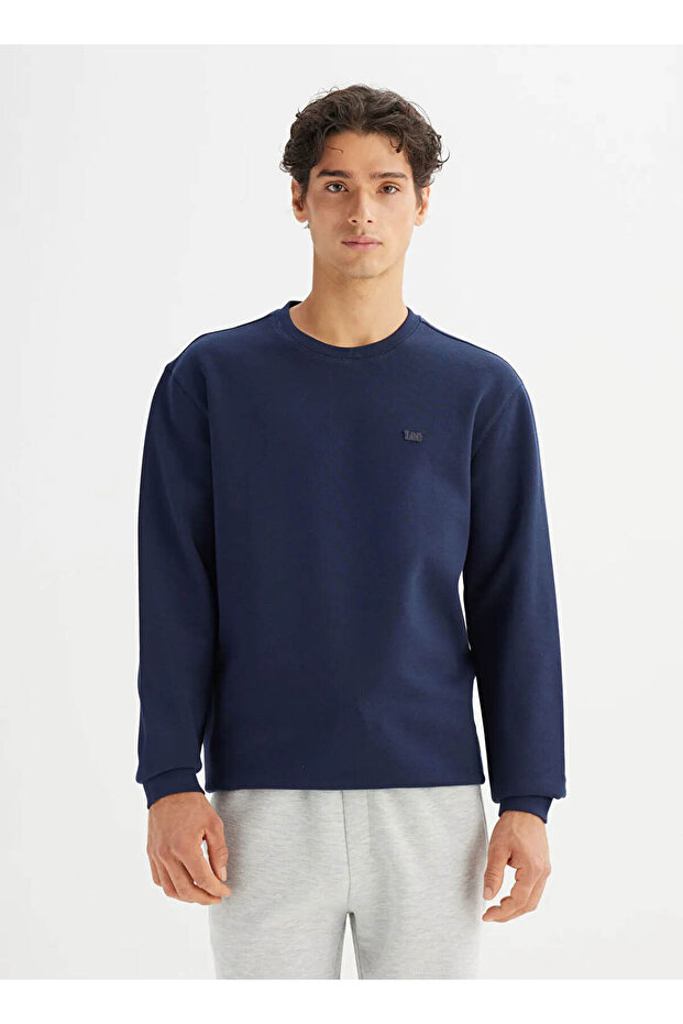 Small Logo Navy Blue Men's Sweatshirt L2520308411