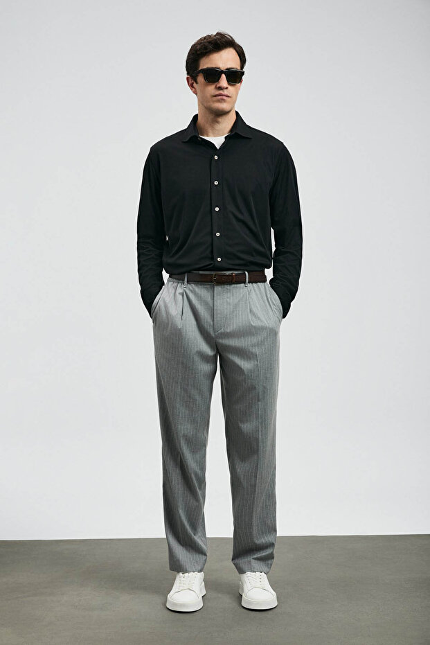 Carl Basic Regular Fit Siyah Erkek Gömlek 112010668 - 4