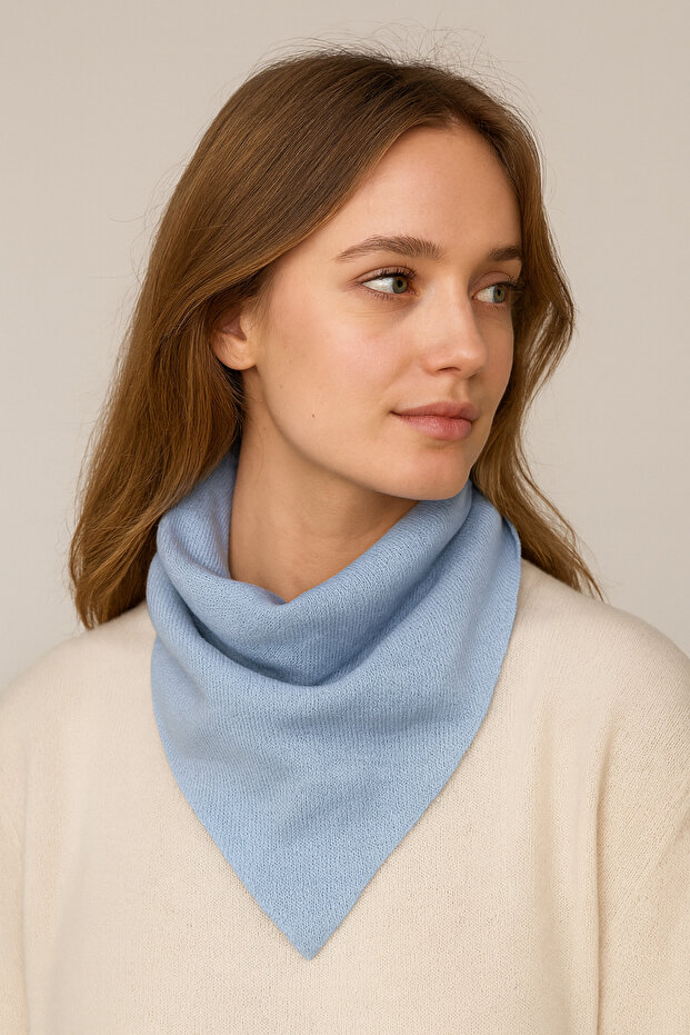 Tek Renk Triko Fular - 2