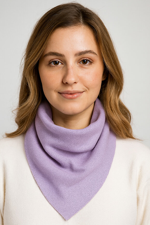 Tek Renk Triko Fular - 1