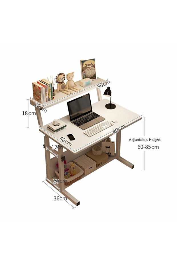 طاولة مكتب كمبيوتر أنيق وعصري مع رفوف تخزين متعددة، مثالي للدراسة والعمل - 5