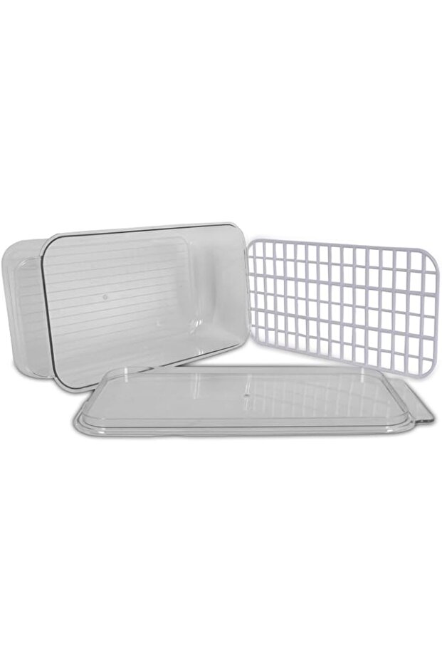 Freshness First with SHOPPING VIBES Clear Acrylic Fridge Organizer with Lid & Built-In Strainer to - 1