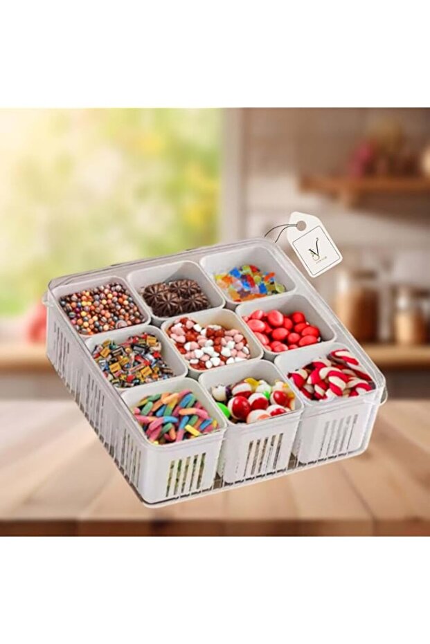 Viewstar 9 pieces Snack Box Container, Divided Serving Tray with Lid, Snack Organizer with Compartm - 1