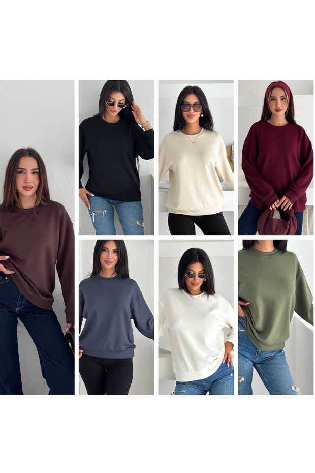 Bej Modal Kumaş Basic Sweatshirt - 7