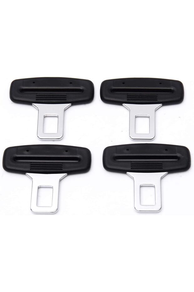 4pcs Car Seat Belt Clips, Metal Seat Belt Insert Tongue, Universal (Black)
