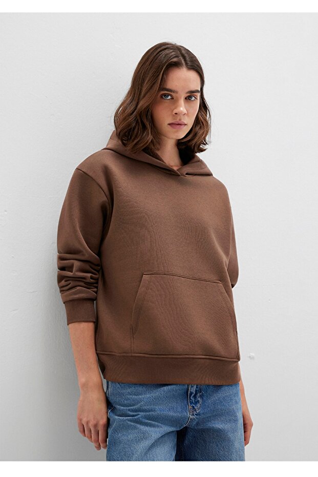 regular fit kapüşonlu basic sweatshirt - 1