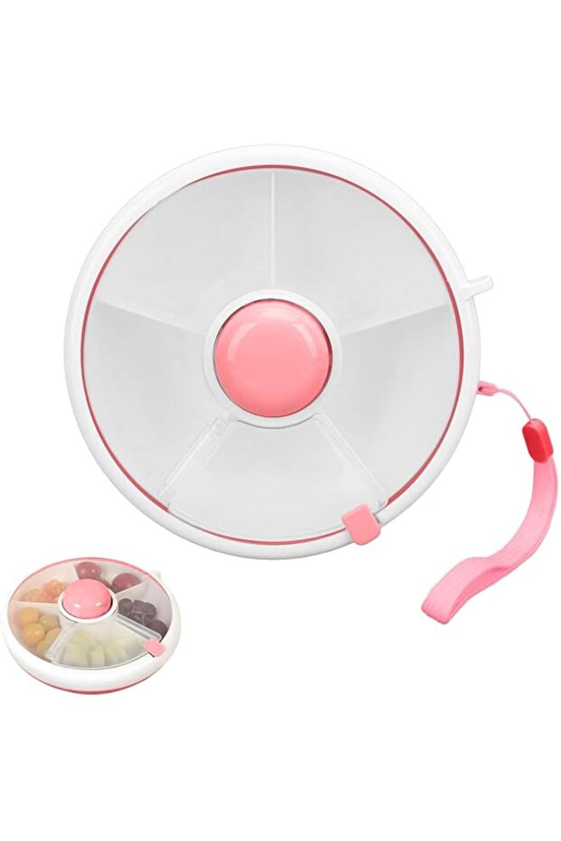 Proxima Direct Snack Spinner Rotating Snack Box with Hand Strap Reusable with 5 Compartments and Li - 1