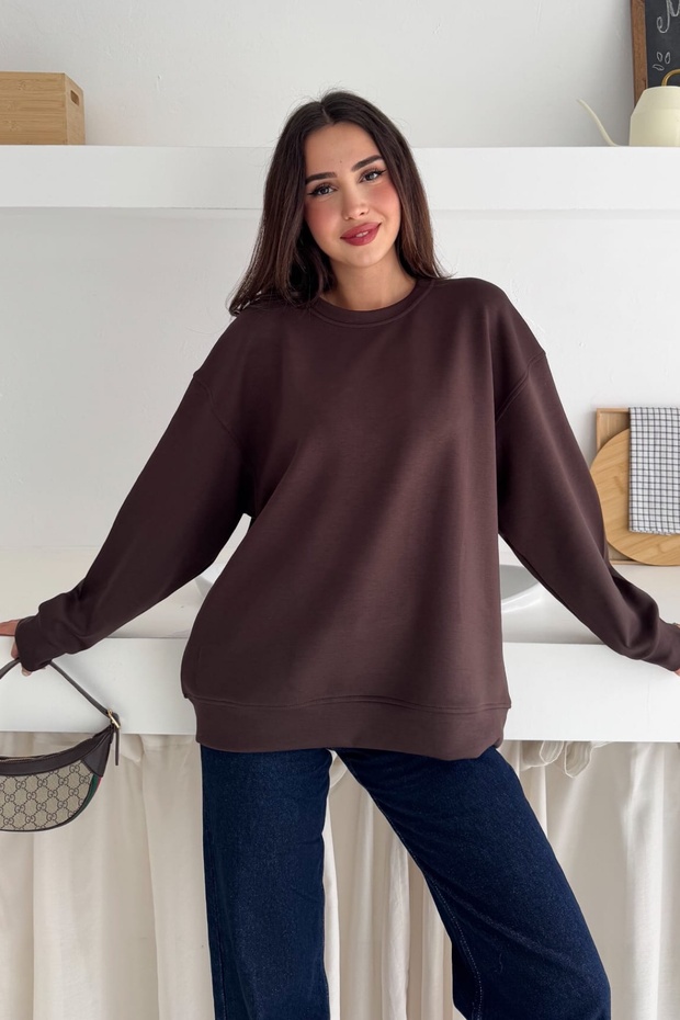 سترة أساسية من قماش المودال البني - 2