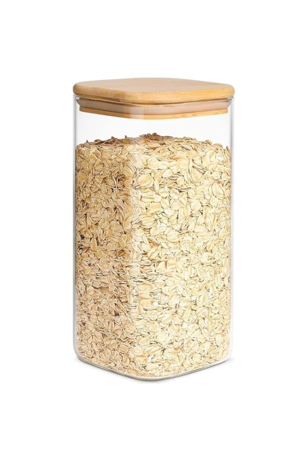 SKY-TOUCH Glass Food Storage Jars Containers set 1.5L,with Airtight Bamboo lids Set of 1,for Spices - 1