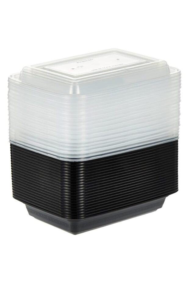 Disposable Rectangle Microwave Container of 16 Oz With Lid - 24 pieces.