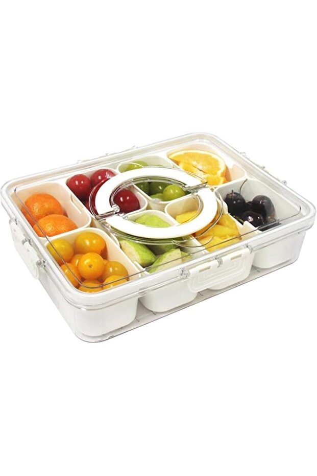 Snackle Box with Handle for Food Serving Tray Snack Platter with Lids Stackable Fruit&Veggie Contai - 1