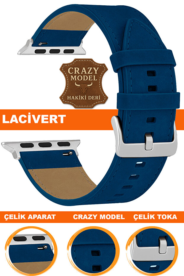 Apple Watch 1/2/3/4/5/6/Se/7/8/9 (38-40-41mm) Series 10 /11 (42mm) Compatible Crazy Leather Watch Band