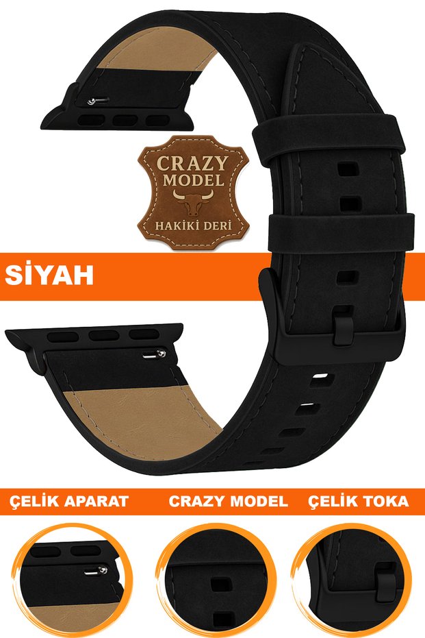 Apple Watch 1/2/3/4/5/6/Se/7/8/9 (38-40-41mm) Series 10 /11 (42mm) Compatible Crazy Leather Watch Band