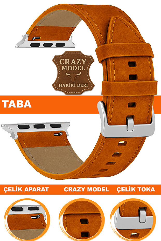 Apple Watch 1/2/3/4/5/6/Se/7/8/9 (38-40-41mm) Series 10 /11 (42mm) Compatible Crazy Leather Watch Band