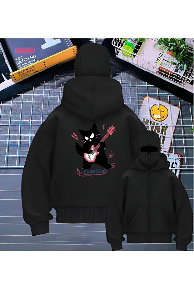 Snow Masked Ninja Unisex Sweatshirt Cardigan 2Strands Thick Fleece