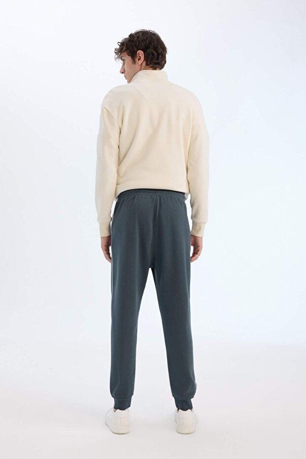 Regular Fit Beli Bağcıklı Lastikli Paça Cepli Basic Düz Kalın Jogger Eşofman Altı A6470AX24AU - 6